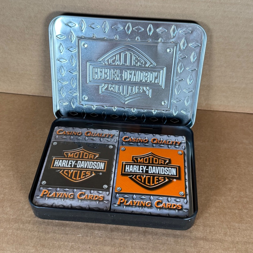 Harley-Davidson Playing Cards 2 Deck Set in Diamond Plate Collector Tin HD-DPD-1 - Picture 2 of 4